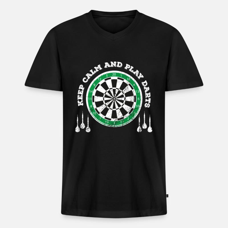 Dart Dartpfeil Dartscheibe Pfeil werfen - Männer Premium Bio T-Shirt mit V-Ausschnitt - Schwarz
