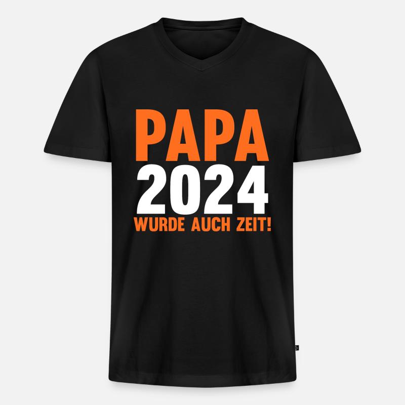 Werdender Papa 2039 - Männer Premium Bio T-Shirt mit V-Ausschnitt - Schwarz