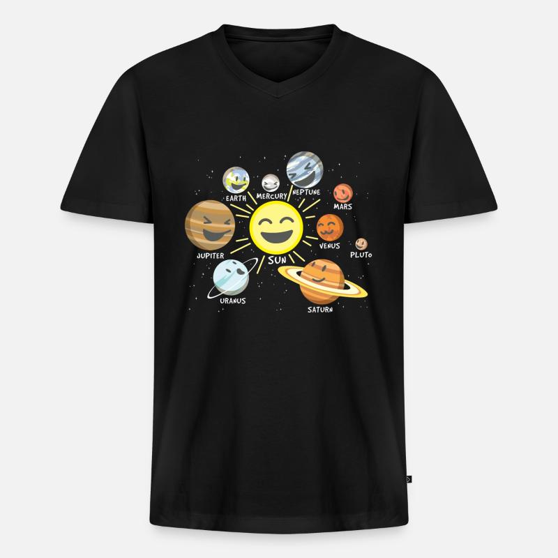 Sonnensystem - Männer Premium Bio T-Shirt mit V-Ausschnitt - Schwarz