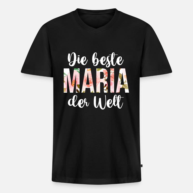 Maria - Männer Premium Bio T-Shirt mit V-Ausschnitt - Schwarz