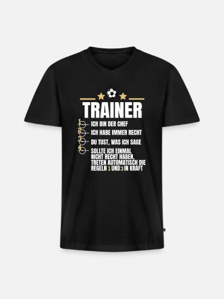 Fußballtrainer Spruch Fußballcoach Paragraph Regel - Männer Premium Bio T-Shirt mit V-Ausschnitt - Schwarz