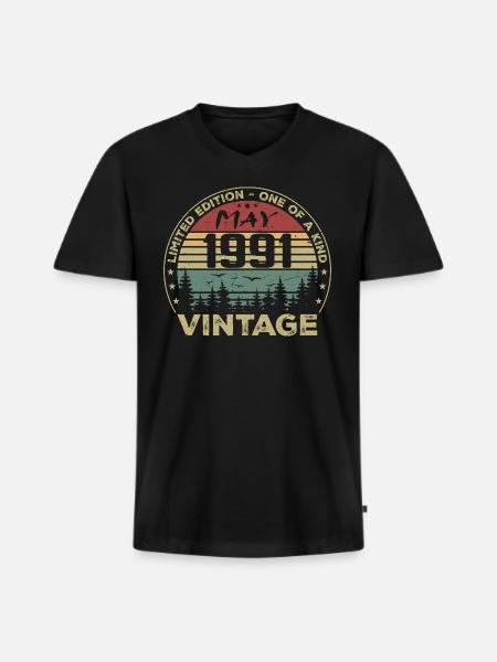 May 1991 - May 1991 - Men's Premium Organic T-shirt with V-neck - black