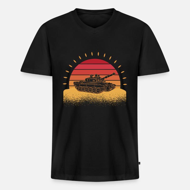 Panzerfahrer Soldat Evolution Panzer - Männer Premium Bio T-Shirt mit V-Ausschnitt - Schwarz