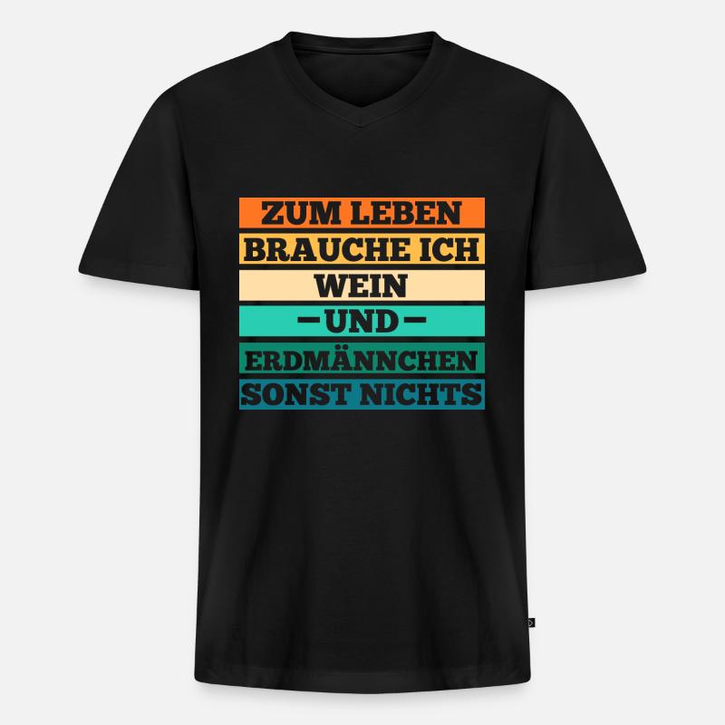 Wein Erdmännchen - Männer Premium Bio T-Shirt mit V-Ausschnitt - Schwarz