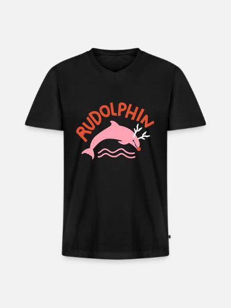 Rudolphin Funny Ugly Christmas Sweater - Men's Premium Organic T-shirt with V-neck - black