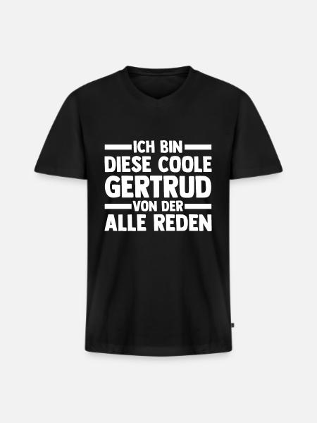 Gertrud - Männer Premium Bio T-Shirt mit V-Ausschnitt - Schwarz