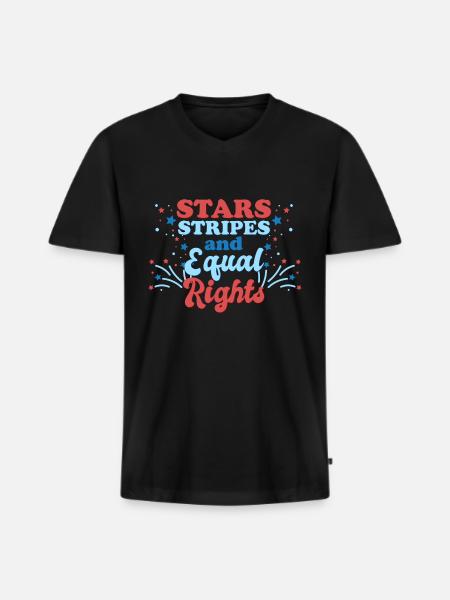 Rayures étoilées et égalité - T-shirt encolure en V Premium bio Homme - noir