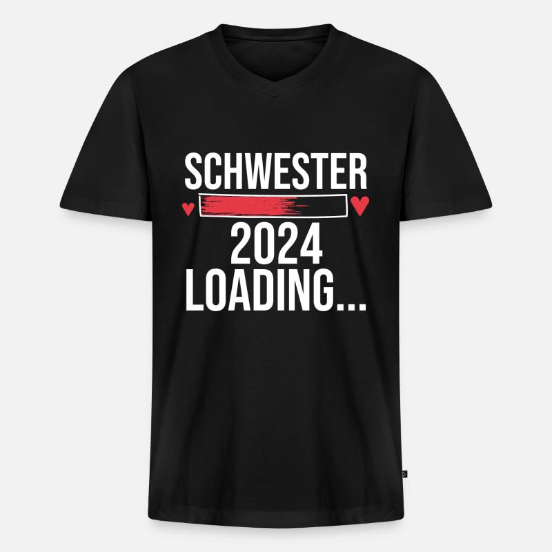 Werdende Schwester 2024 - Männer Premium Bio T-Shirt mit V-Ausschnitt - Schwarz