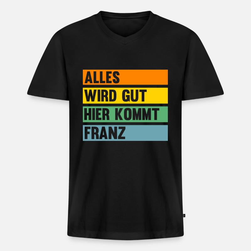 Franz - Männer Premium Bio T-Shirt mit V-Ausschnitt - Schwarz