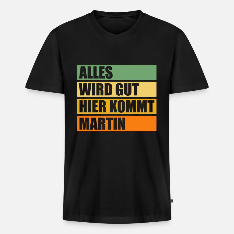 Martin - Männer Premium Bio T-Shirt mit V-Ausschnitt - Schwarz