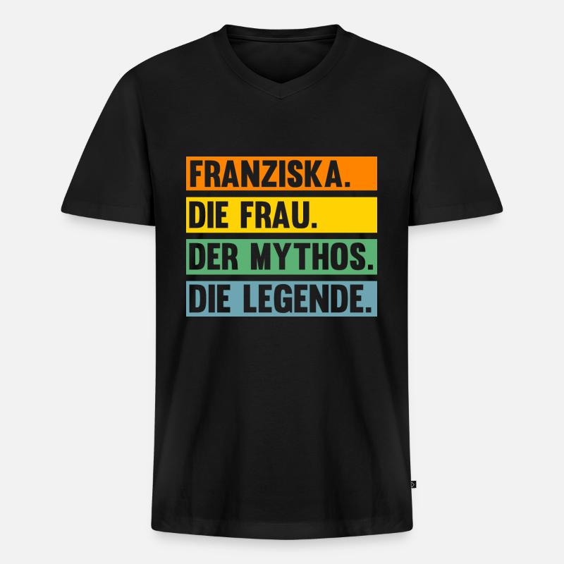 Franziska - Männer Premium Bio T-Shirt mit V-Ausschnitt - Schwarz
