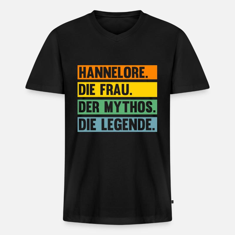 Hannelore - Männer Premium Bio T-Shirt mit V-Ausschnitt - Schwarz