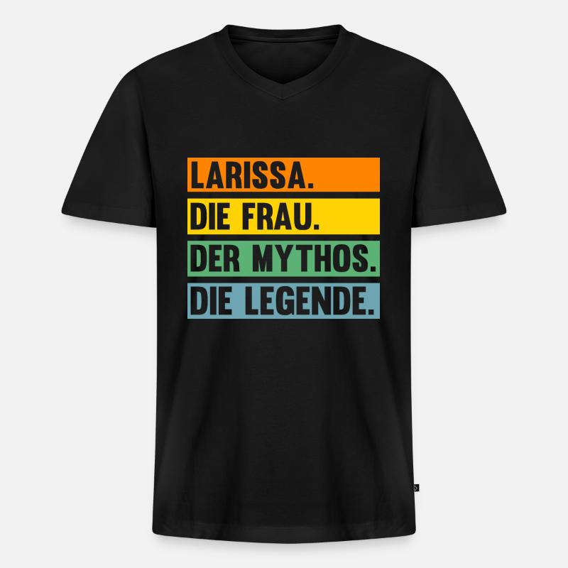 Larissa - Männer Premium Bio T-Shirt mit V-Ausschnitt - Schwarz