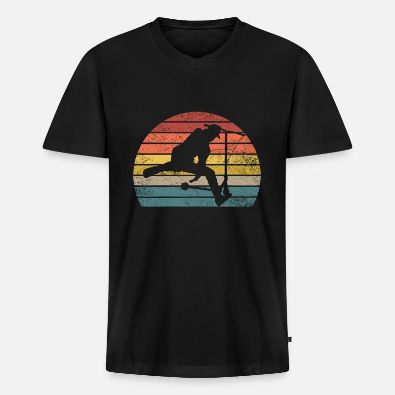 Scooter Retro - Männer Premium Bio T-Shirt mit V-Ausschnitt - Schwarz