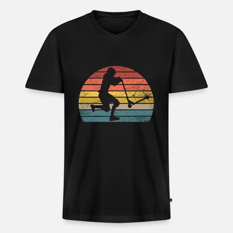 Stunt Scooter Tretroller - Männer Premium Bio T-Shirt mit V-Ausschnitt - Schwarz
