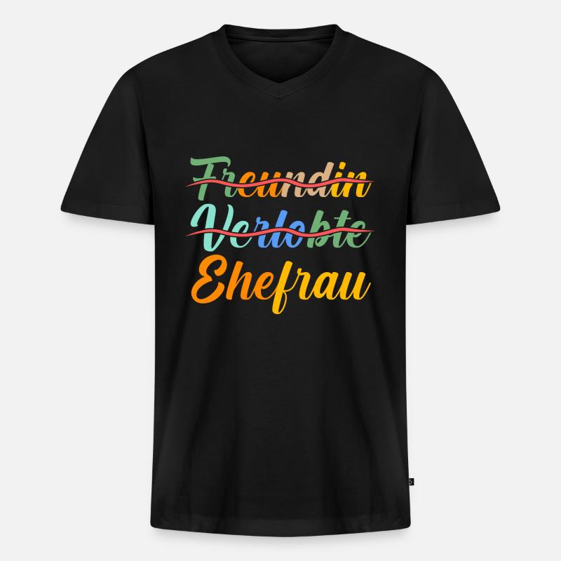 Hochzeit Heiratsantrag Verlobte Ehefrau - Männer Premium Bio T-Shirt mit V-Ausschnitt - Schwarz