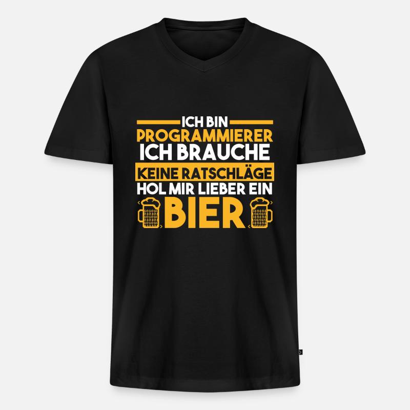 Programmieren Entwickler Coder Bier Programmierer - Männer Premium Bio T-Shirt mit V-Ausschnitt - Schwarz
