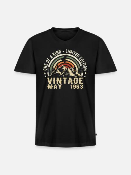May 1963 - May 1963 - Men's Premium Organic T-shirt with V-neck - black