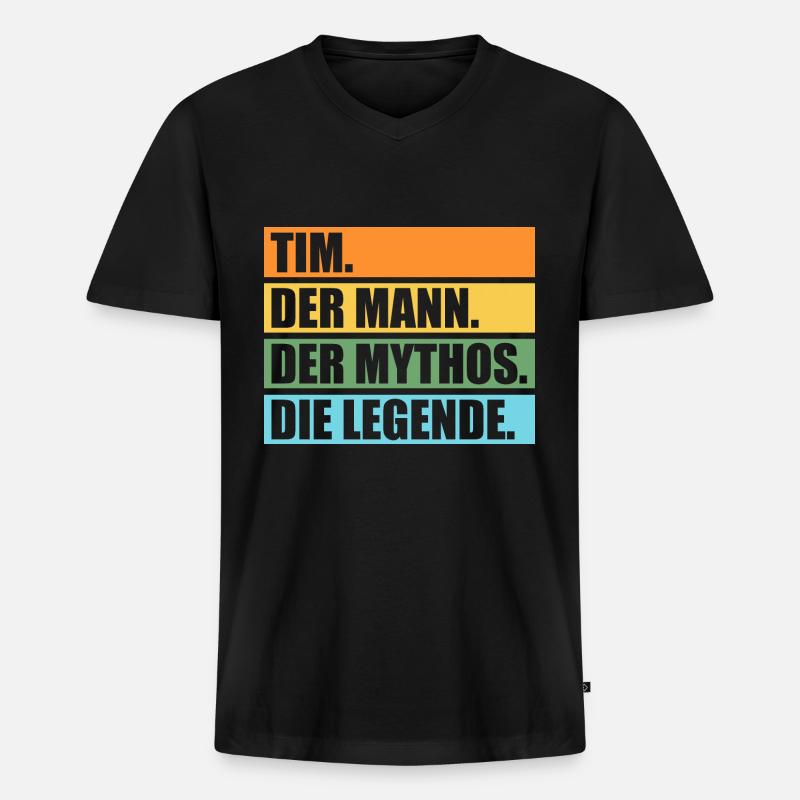Tim - Männer Premium Bio T-Shirt mit V-Ausschnitt - Schwarz