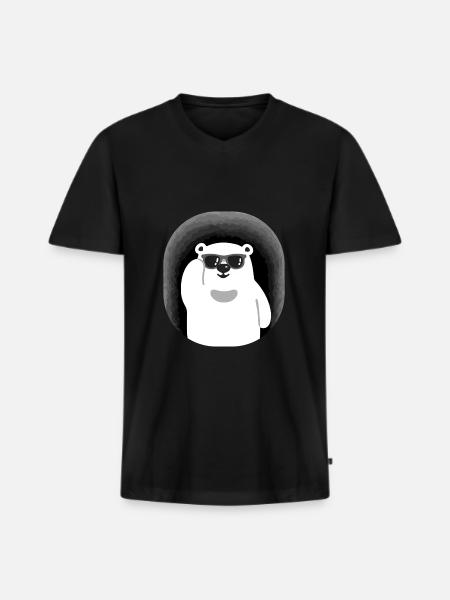 Bär mit Sonnenbrille in Höhle - Männer Premium Bio T-Shirt mit V-Ausschnitt - Schwarz