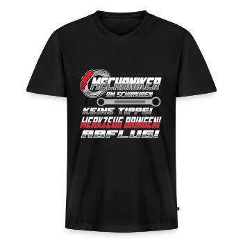 Mechaniker Mechatroniker Landmaschinen Werkstatt - Männer Premium Bio T-Shirt mit V-Ausschnitt - Schwarz - Vorne - Nico (187cm)