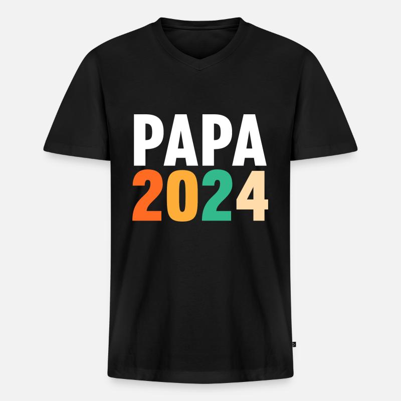 Werdender Papa 2037 - Männer Premium Bio T-Shirt mit V-Ausschnitt - Schwarz