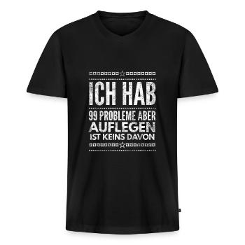 DJ Deejay Musik Techno Music Turntable Geschenk - Männer Premium Bio T-Shirt mit V-Ausschnitt - Schwarz - Vorne - Nico (187cm)