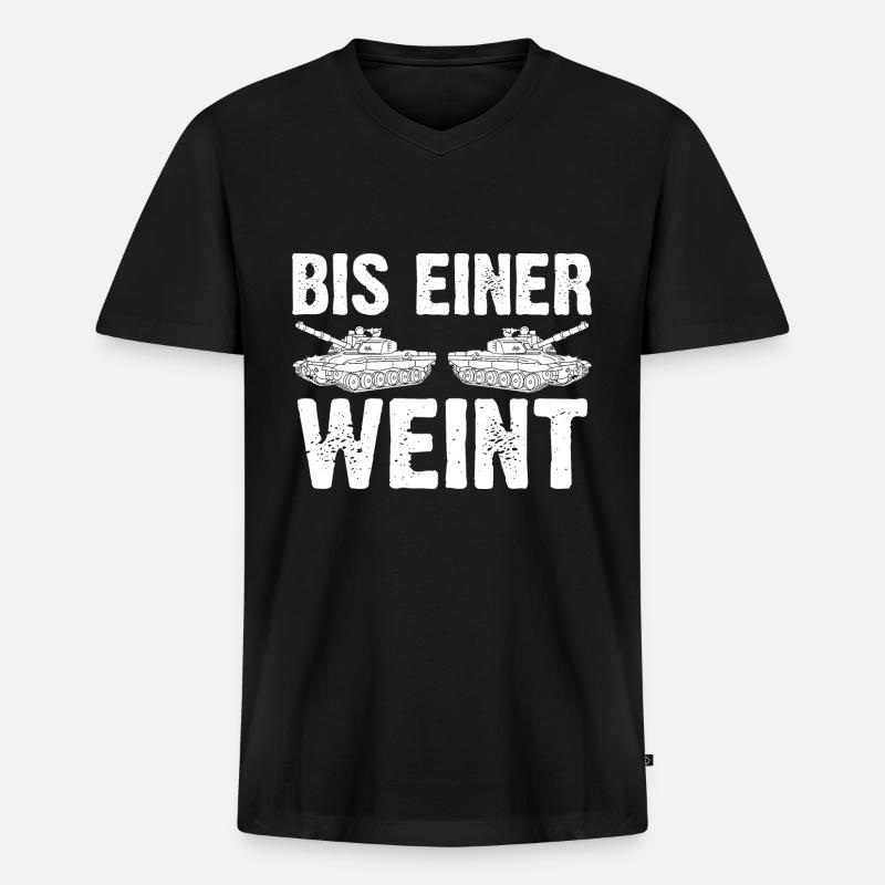 Panzerfahrer Soldat Panzer - Männer Premium Bio T-Shirt mit V-Ausschnitt - Schwarz