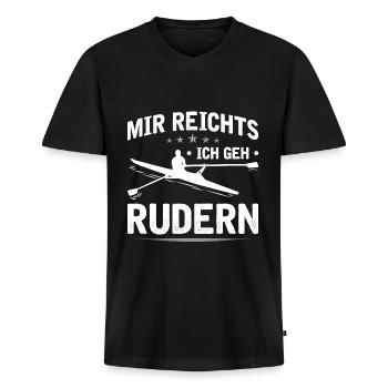 Mir Reichts Ich Geh Rudern - Männer Premium Bio T-Shirt mit V-Ausschnitt - Schwarz - Vorne - Nico (187cm)