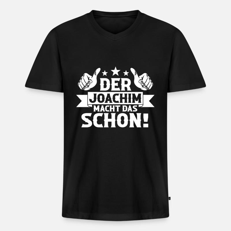 Joachim - Männer Premium Bio T-Shirt mit V-Ausschnitt - Schwarz