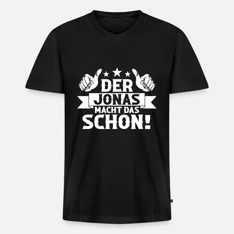 Jonas - Männer Premium Bio T-Shirt mit V-Ausschnitt - Schwarz
