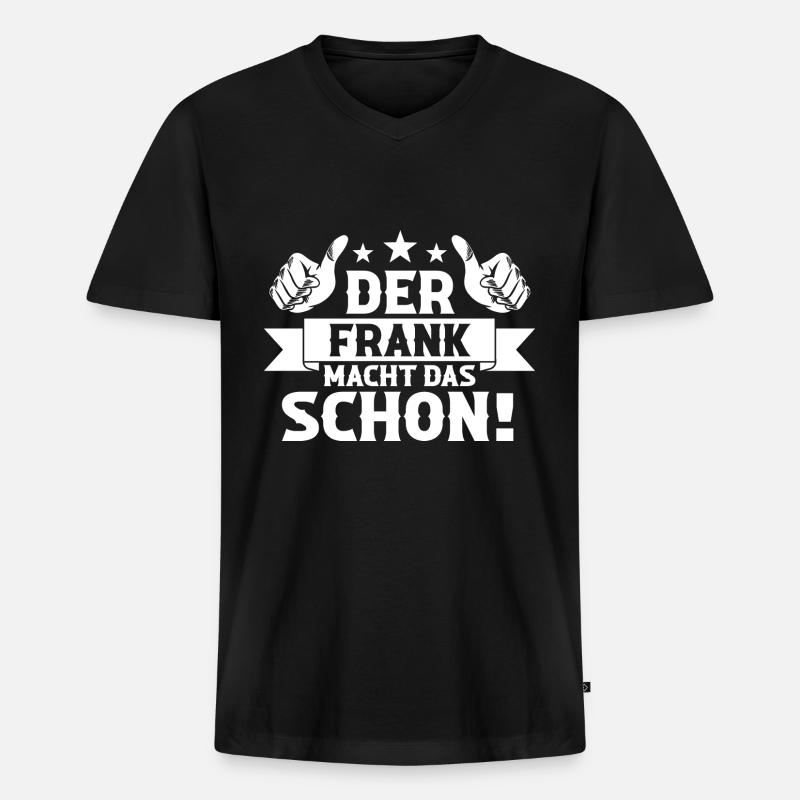 Frank - Männer Premium Bio T-Shirt mit V-Ausschnitt - Schwarz