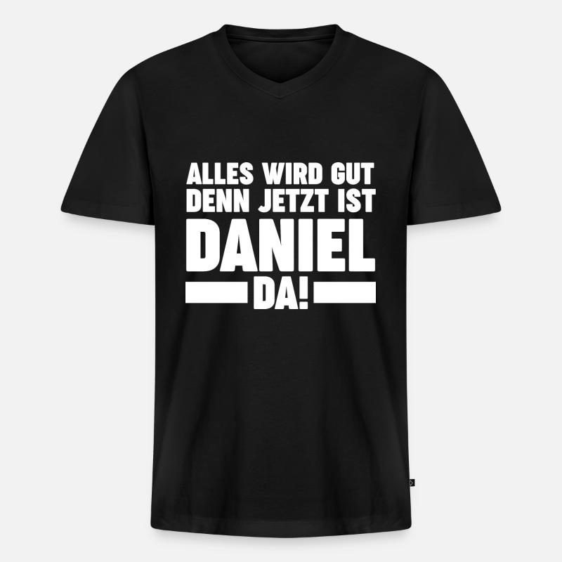 Daniel - Männer Premium Bio T-Shirt mit V-Ausschnitt - Schwarz