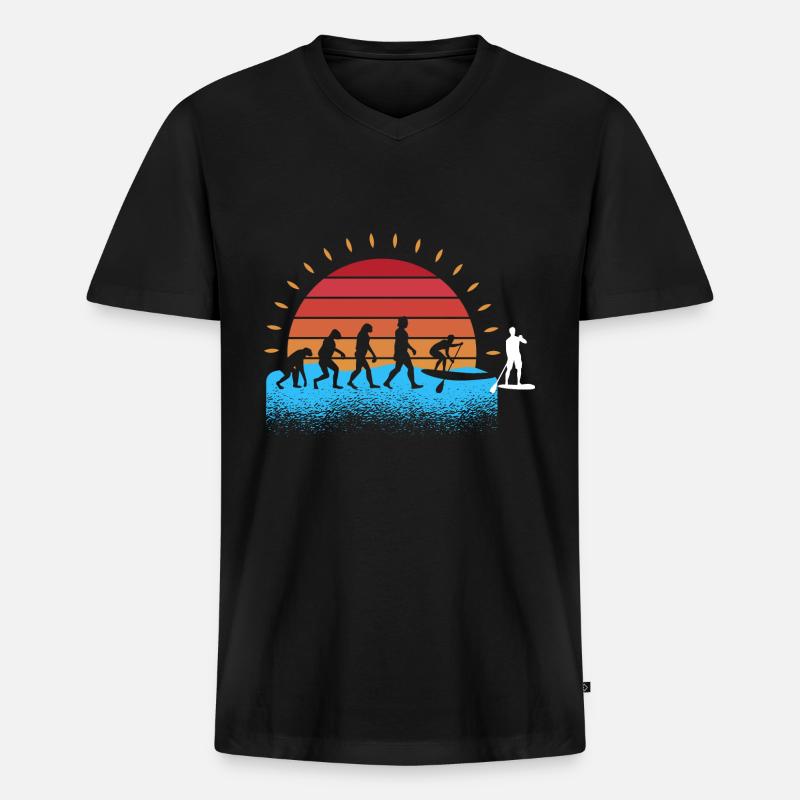 Evolution Stand Up Paddeling - Männer Premium Bio T-Shirt mit V-Ausschnitt - Schwarz