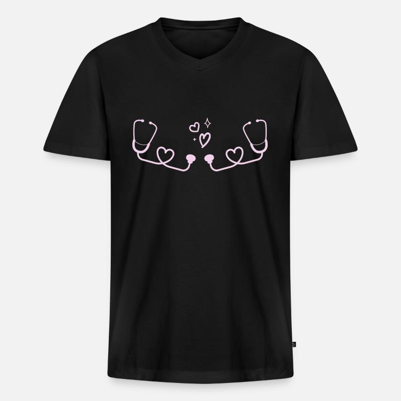 Arzt, Arzt, Krankenschwester - Männer Premium Bio T-Shirt mit V-Ausschnitt - Schwarz