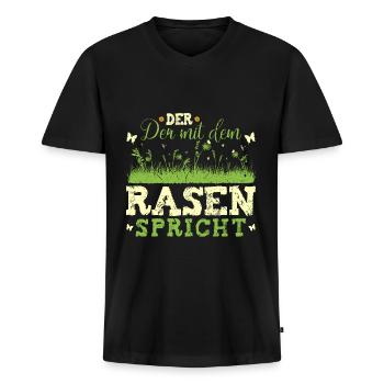 Garten Landschaftsgärtner Der Mit Rasen Spricht - Männer Premium Bio T-Shirt mit V-Ausschnitt - Schwarz - Vorne - Nico (187cm)