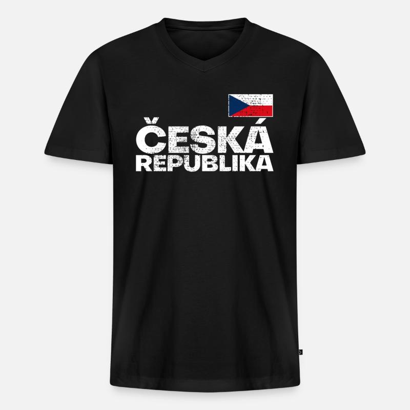 Tschechien - Männer Premium Bio T-Shirt mit V-Ausschnitt - Schwarz
