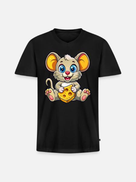Cheese Loving Mouse - Men's Premium Organic T-shirt with V-neck - black