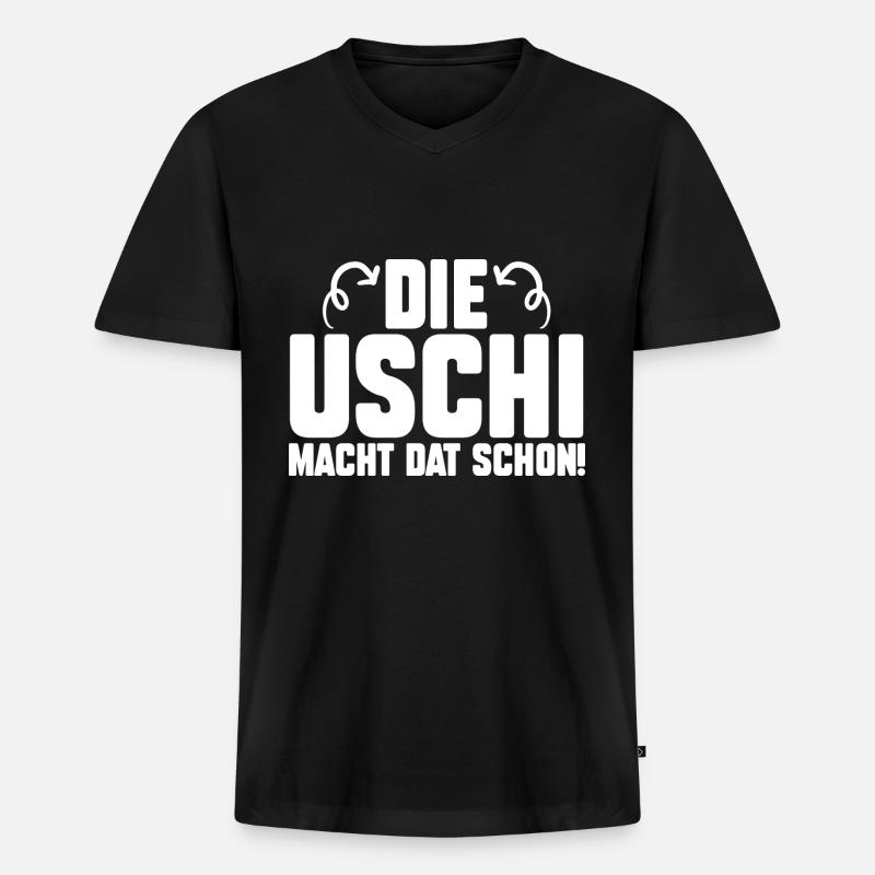 Die Uschi Macht Dat Schon - Männer Premium Bio T-Shirt mit V-Ausschnitt - Schwarz