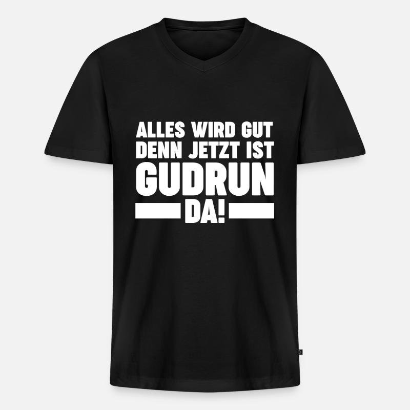 Gudrun - Männer Premium Bio T-Shirt mit V-Ausschnitt - Schwarz