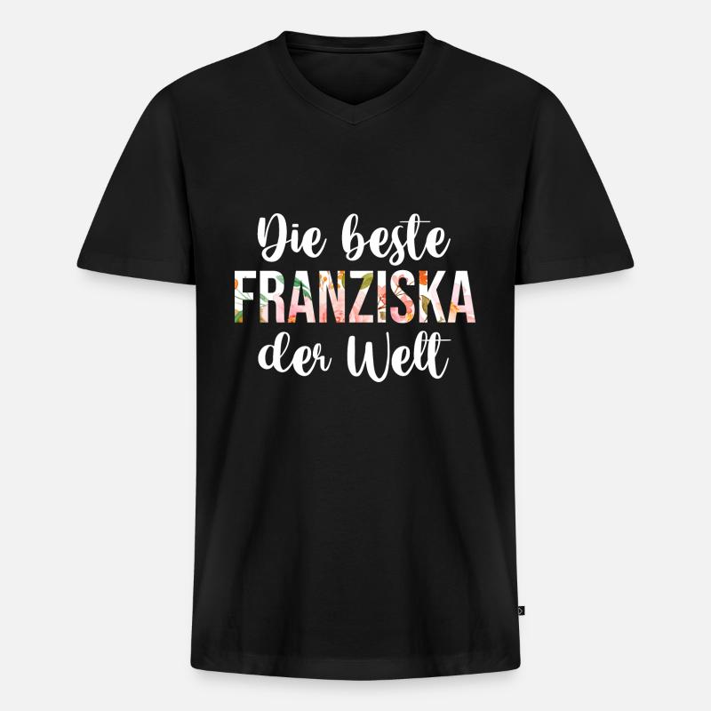 Franziska - Männer Premium Bio T-Shirt mit V-Ausschnitt - Schwarz