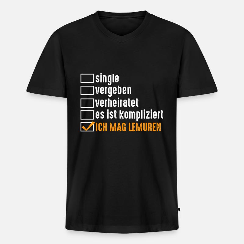 Lemur - Männer Premium Bio T-Shirt mit V-Ausschnitt - Schwarz
