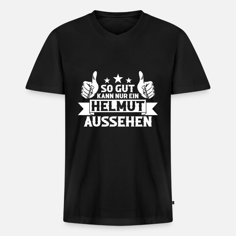Helmut - Männer Premium Bio T-Shirt mit V-Ausschnitt - Schwarz