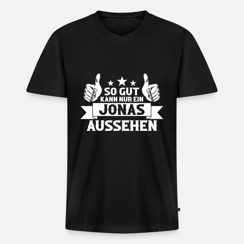 Jonas - Männer Premium Bio T-Shirt mit V-Ausschnitt - Schwarz