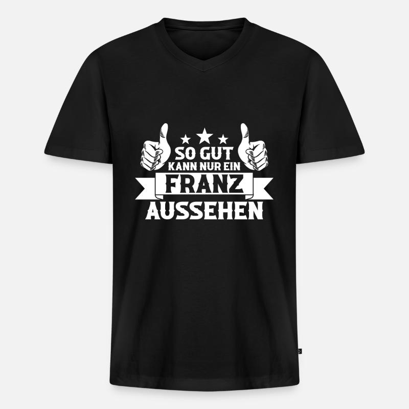 Franz - Männer Premium Bio T-Shirt mit V-Ausschnitt - Schwarz