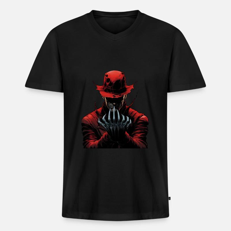 Horror, Unheimlicher Mann - Männer Premium Bio T-Shirt mit V-Ausschnitt - Schwarz