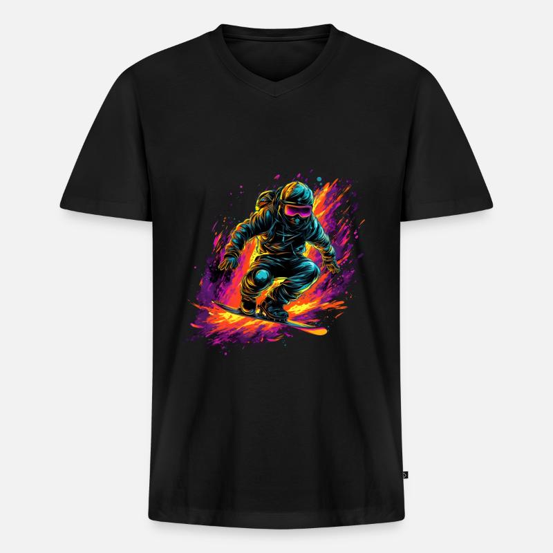 Snowboard - Männer Premium Bio T-Shirt mit V-Ausschnitt - Schwarz