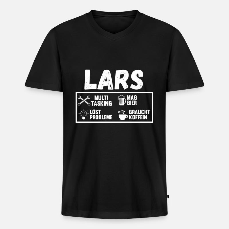 Lars - Männer Premium Bio T-Shirt mit V-Ausschnitt - Schwarz