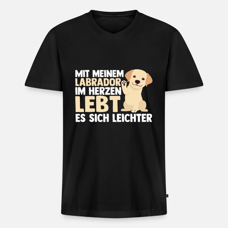 Hund Labrador - Männer Premium Bio T-Shirt mit V-Ausschnitt - Schwarz