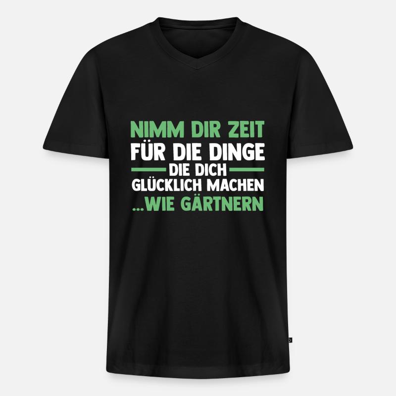 Gartenarbeit Hobbygärtner Gärtner Garten - Männer Premium Bio T-Shirt mit V-Ausschnitt - Schwarz